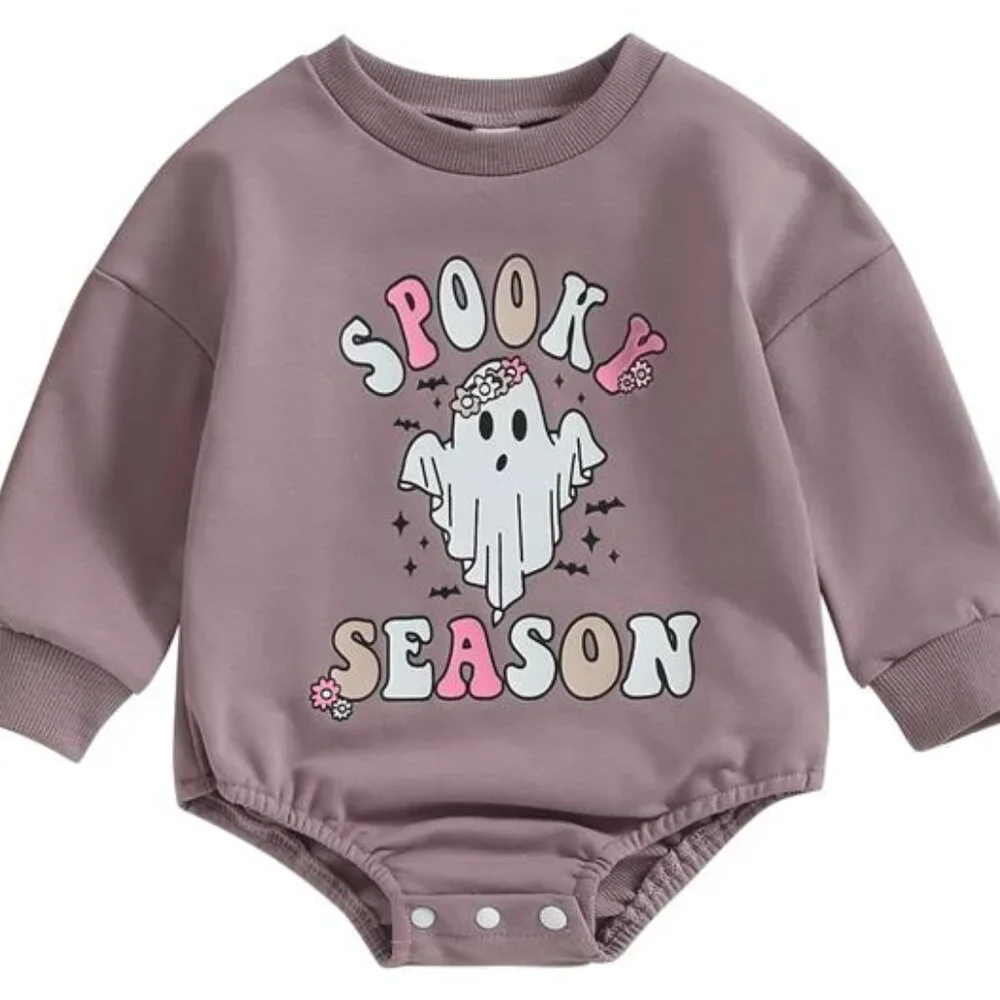 Newborn‎ Halloween Outfit Girl Boy Spooky Season Romper Bubble Sweatshirt